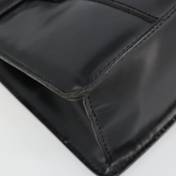 GUCCI Bamboo Hand Bag Patent leather Black Gold Auth 179535