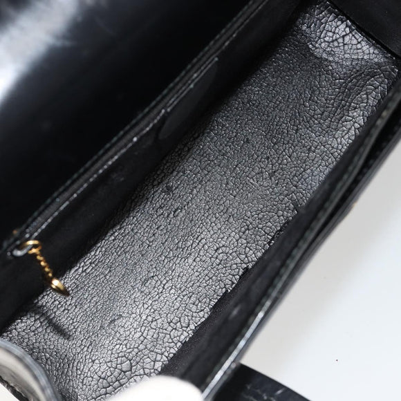GUCCI Bamboo Hand Bag Patent leather Black Gold Auth 179535