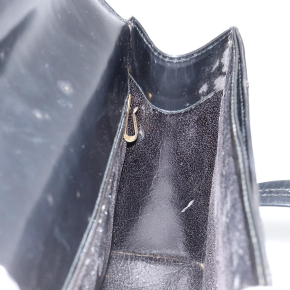 GUCCI Bamboo Hand Bag Patent leather Black Gold Auth 179535