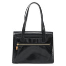 GUCCI Bamboo Hand Bag Patent leather Black Gold Auth 179535-2