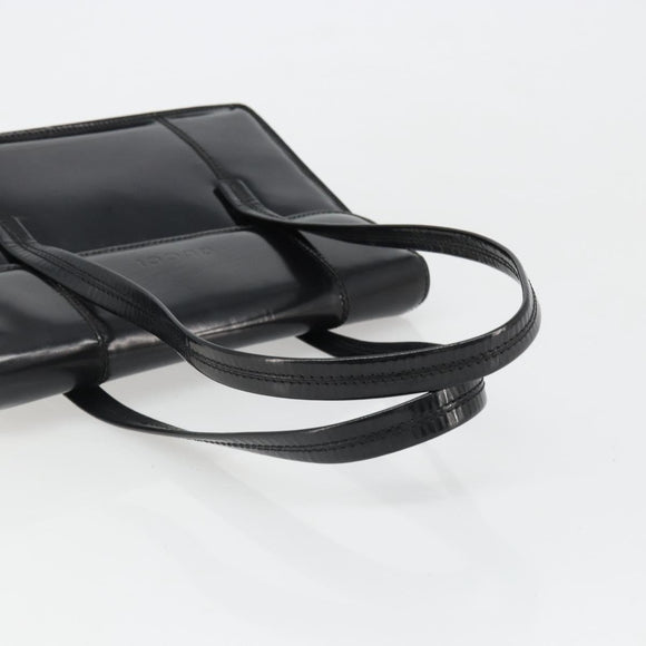 GUCCI Bamboo Hand Bag Patent leather Black Gold Auth 179535