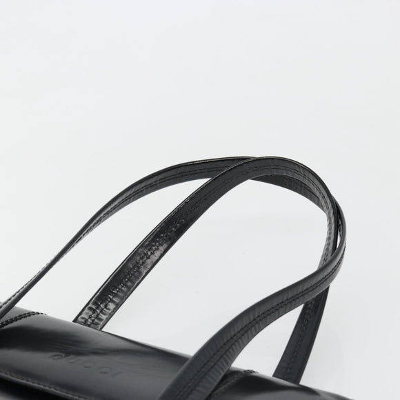GUCCI Bamboo Hand Bag Patent leather Black Gold Auth 179535