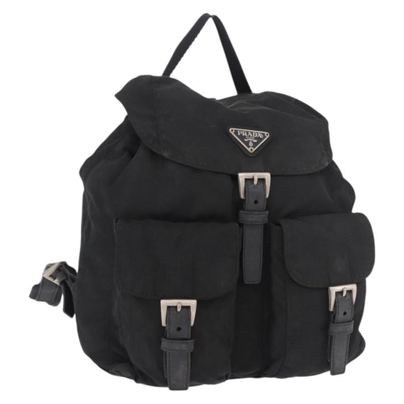 PRADA Backpack Nylon Black Silver Auth 179537