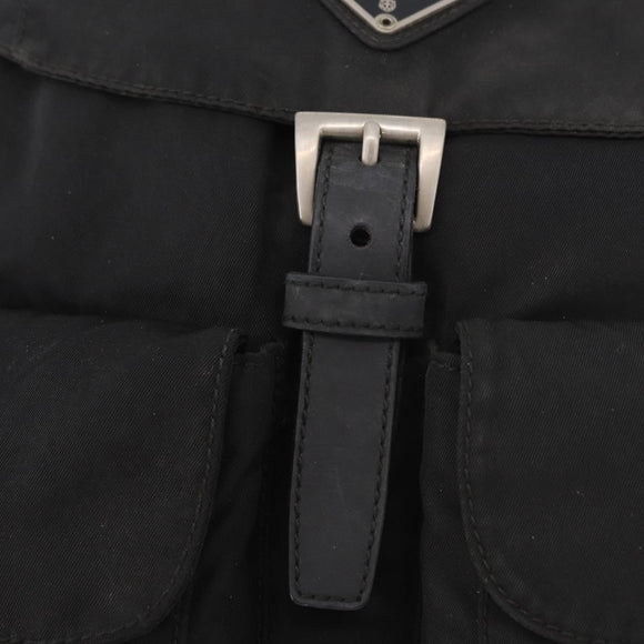 PRADA Backpack Nylon Black Silver Auth 179537