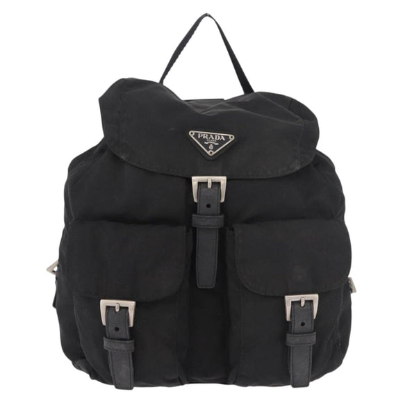 PRADA Backpack Nylon Black Silver Auth 179537