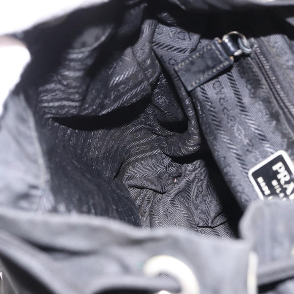 PRADA Backpack Nylon Black Silver Auth 179537