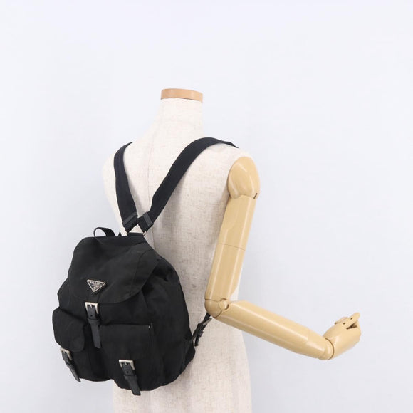 PRADA Backpack Nylon Black Silver Auth 179537
