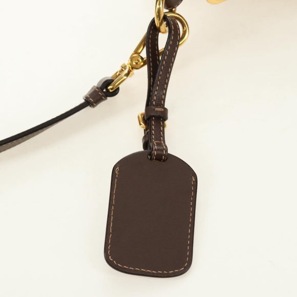PRADA Shoulder Bag Canvas Beige Gold Auth 179538V