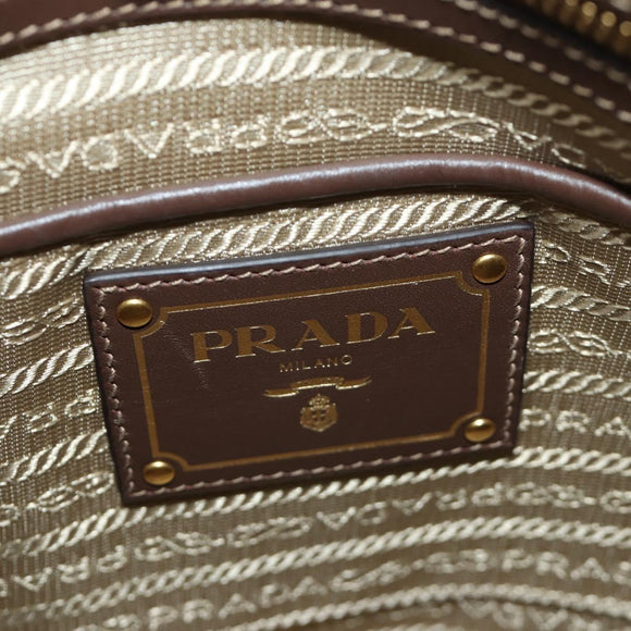 PRADA Shoulder Bag Canvas Beige Gold Auth 179538V