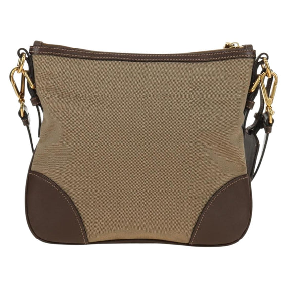 PRADA Shoulder Bag Canvas Beige Gold Auth 179538V