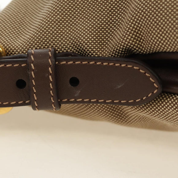 PRADA Shoulder Bag Canvas Beige Gold Auth 179538V