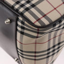 BURBERRY Nova Check Boston Bag Canvas 2way Beige Silver Auth 179541A-14