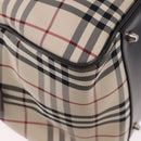 BURBERRY Nova Check Boston Bag Canvas 2way Beige Silver Auth 179541A-15