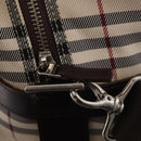 BURBERRY Nova Check Boston Bag Canvas 2way Beige Silver Auth 179541A-10