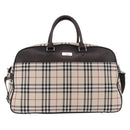 BURBERRY Nova Check Boston Bag Canvas 2way Beige Silver Auth 179541A-13