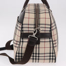 BURBERRY Nova Check Boston Bag Canvas 2way Beige Silver Auth 179541A-3