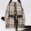 BURBERRY Nova Check Boston Bag Canvas 2way Beige Silver Auth 179541A-4