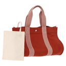 HERMES Cannes MM Hand Bag cotton Orange Silver Auth 179542A-1