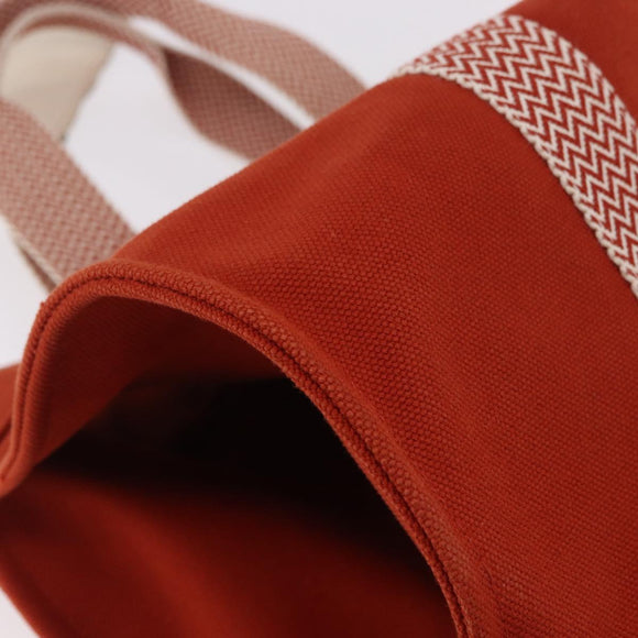 HERMES Cannes MM Hand Bag cotton Orange Silver Auth 179542A