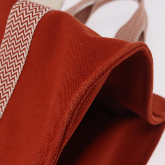 HERMES Cannes MM Hand Bag cotton Orange Silver Auth 179542A