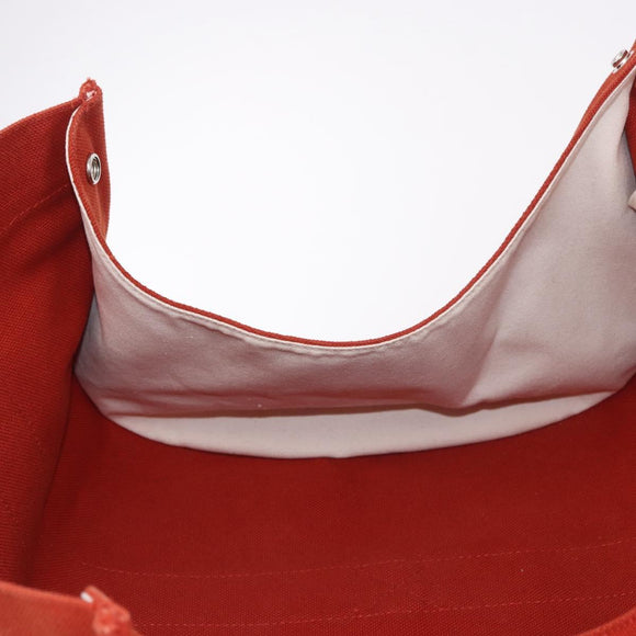 HERMES Cannes MM Hand Bag cotton Orange Silver Auth 179542A