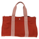 HERMES Cannes MM Hand Bag cotton Orange Silver Auth 179542A-2