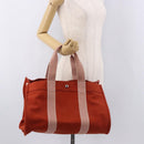HERMES Cannes MM Hand Bag cotton Orange Silver Auth 179542A-22
