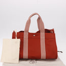 HERMES Cannes MM Hand Bag cotton Orange Silver Auth 179542A-23