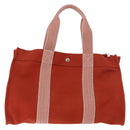 HERMES Cannes MM Hand Bag cotton Orange Silver Auth 179542A-3