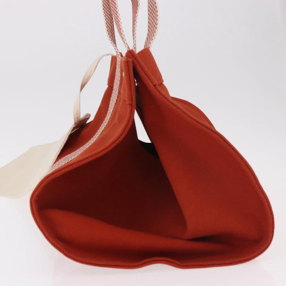 HERMES Cannes MM Hand Bag cotton Orange Silver Auth 179542A