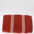 HERMES Cannes MM Hand Bag cotton Orange Silver Auth 179542A-9