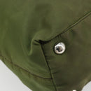 PRADA Hand Bag Nylon Khaki Silver Auth 179546-15