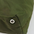 PRADA Hand Bag Nylon Khaki Silver Auth 179546-16