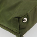 PRADA Hand Bag Nylon Khaki Silver Auth 179546-17