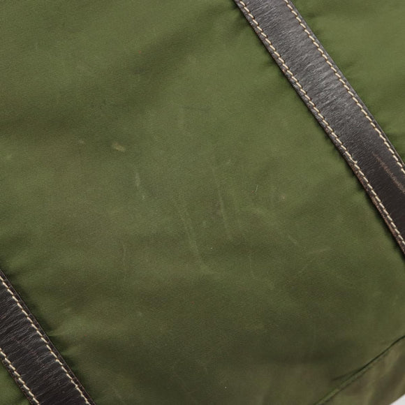 PRADA Hand Bag Nylon Khaki Silver Auth 179546