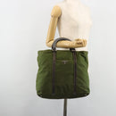 PRADA Hand Bag Nylon Khaki Silver Auth 179546-25