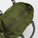 PRADA Hand Bag Nylon Khaki Silver Auth 179546-6