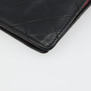 CHANEL Cambon Line Wallet Lamb Skin Black CC Auth 179550-16
