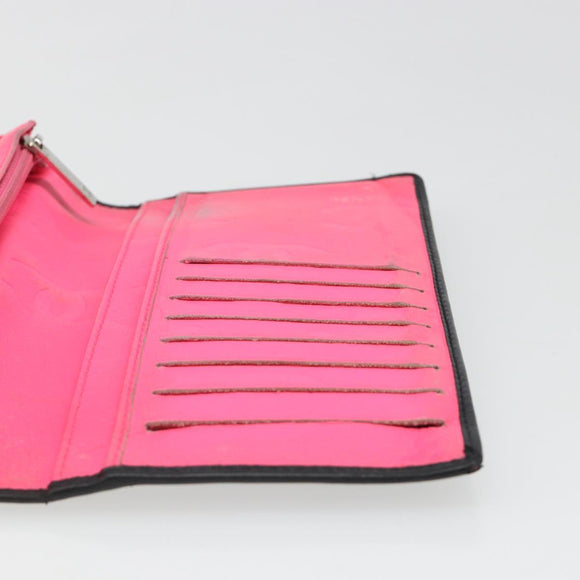 CHANEL Cambon Line Wallet Lamb Skin Black CC Auth 179550