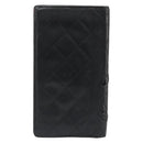 CHANEL Cambon Line Wallet Lamb Skin Black CC Auth 179550-2