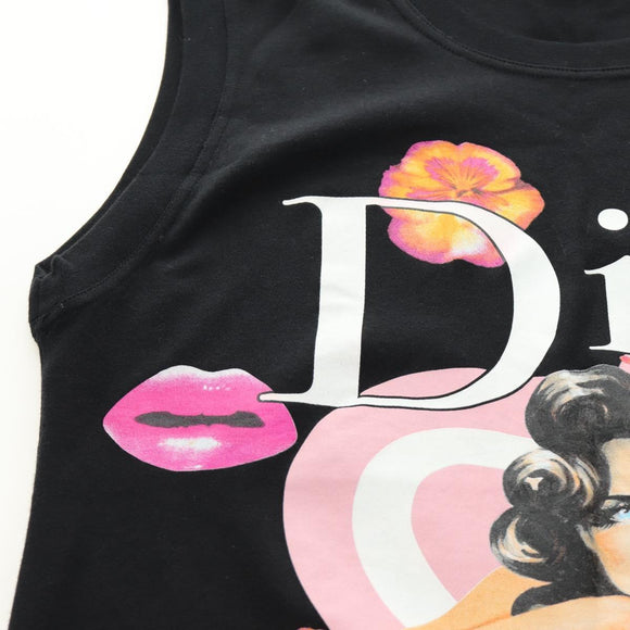 Christian Dior Tank Top Cotton Black Auth 179551M