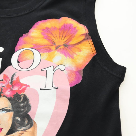 Christian Dior Tank Top Cotton Black Auth 179551M