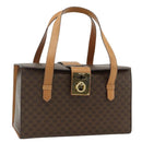 CELINE Macadam Canvas Hand Bag PVC Leather Brown Gold Auth 179567-1