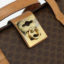 CELINE Macadam Canvas Hand Bag PVC Leather Brown Gold Auth 179567-14
