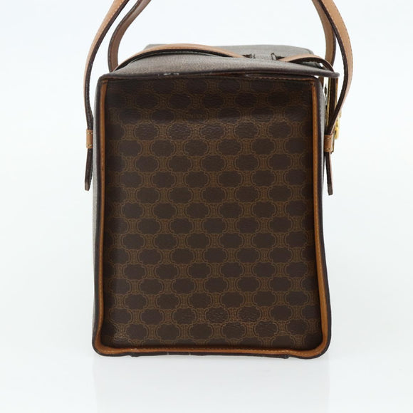 CELINE Macadam Canvas Hand Bag PVC Leather Brown Gold Auth 179567