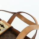CELINE Macadam Canvas Hand Bag PVC Leather Brown Gold Auth 179567-8