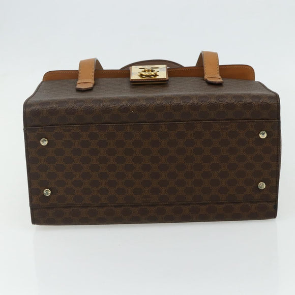 CELINE Macadam Canvas Hand Bag PVC Leather Brown Gold Auth 179567