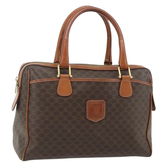 CELINE Macadam Canvas Hand Bag PVC Leather Gold Brown Auth 179568