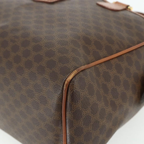 CELINE Macadam Canvas Hand Bag PVC Leather Gold Brown Auth 179568