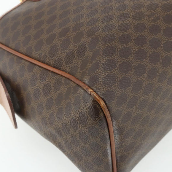 CELINE Macadam Canvas Hand Bag PVC Leather Gold Brown Auth 179568